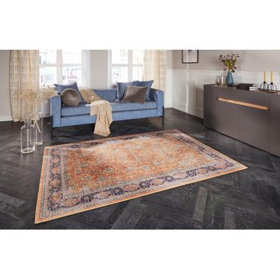 Teppich ELLE DECORATION "Keshan Maschad" Gr. 34, gold (goldgelb), B:200cm H:5mm L:290cm, Polyester, Teppiche, Orientalisch, Läufer, Kurzflor, Vintage, Wohnzimmer, Schlafzimmer Image