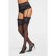 Strapsstrümpfe LASCANA, Damen, Gr. 39/42, schwarz, Polyamid, Elasthan, transparent, uni, elastisch, Socken, mit elastischer Spitze