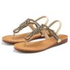 Zehentrenner LASCANA, Damen, Gr. 37, beige, Obermaterial: 100% Textilmaterial. Futter: 100% Lederimitat. Decksohle: 100% Lederimitat. Laufsohle: 100% Synthetik, Glitzer, bestickt, modisch, Schuhe Sommerschuh Zehenstegsandale, Sandale, Pantolette mit...
