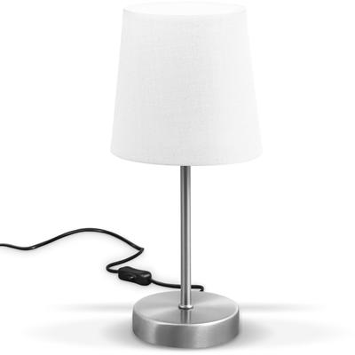 B.K.LICHT Tischleuchte, weiß, H:30,8cm Ø:10cm, Lampen, LED Nachttischlampe mit Schalter E14 IP20 Stoff taupe matt-nickel, Nachttischleuchte Image