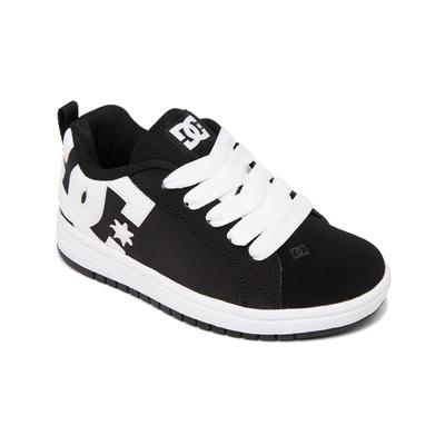 Sneaker DC SHOES "Court Graffik", Kinder, Gr. 6,5(38), schwarz-weiß (schwarz, weiß), Nubukleder- und/oder Lederobermaterial Leichte Mesh Zunge Mit Schaumstoff gepolsterte Zunge und Einstieg für mehr Komfort und Support Belüftungslöcher für mehr...
