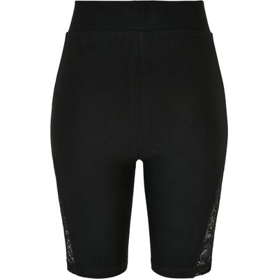 Radlerhose URBAN CLASSICS "Urban Classics Damen Ladies High Waist Lace Inset Cycle Shorts", Damen, Gr. S, US-Größen, schwarz, 94% Baumwolle, 6% Elasthan, unifarben, slim fit, Hosen Image