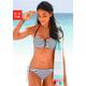 Bandeau-Bikini-Top VENICE BEACH "Summer" Gr. 36, Cup B, bunt (weiß, marine, gestreift) Damen Bikini-Oberteile Ocean Blue mit geraffter Mitte
