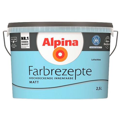 „ALPINA Wand- und Deckenfarbe „“Farbrezepte Luftschloss““ Farben Frisches Himmelblau, matt, 2,5 Liter Gr. 2,5 l 2500 ml, blau (frisches himmelblau) Wandfarbe bunt“