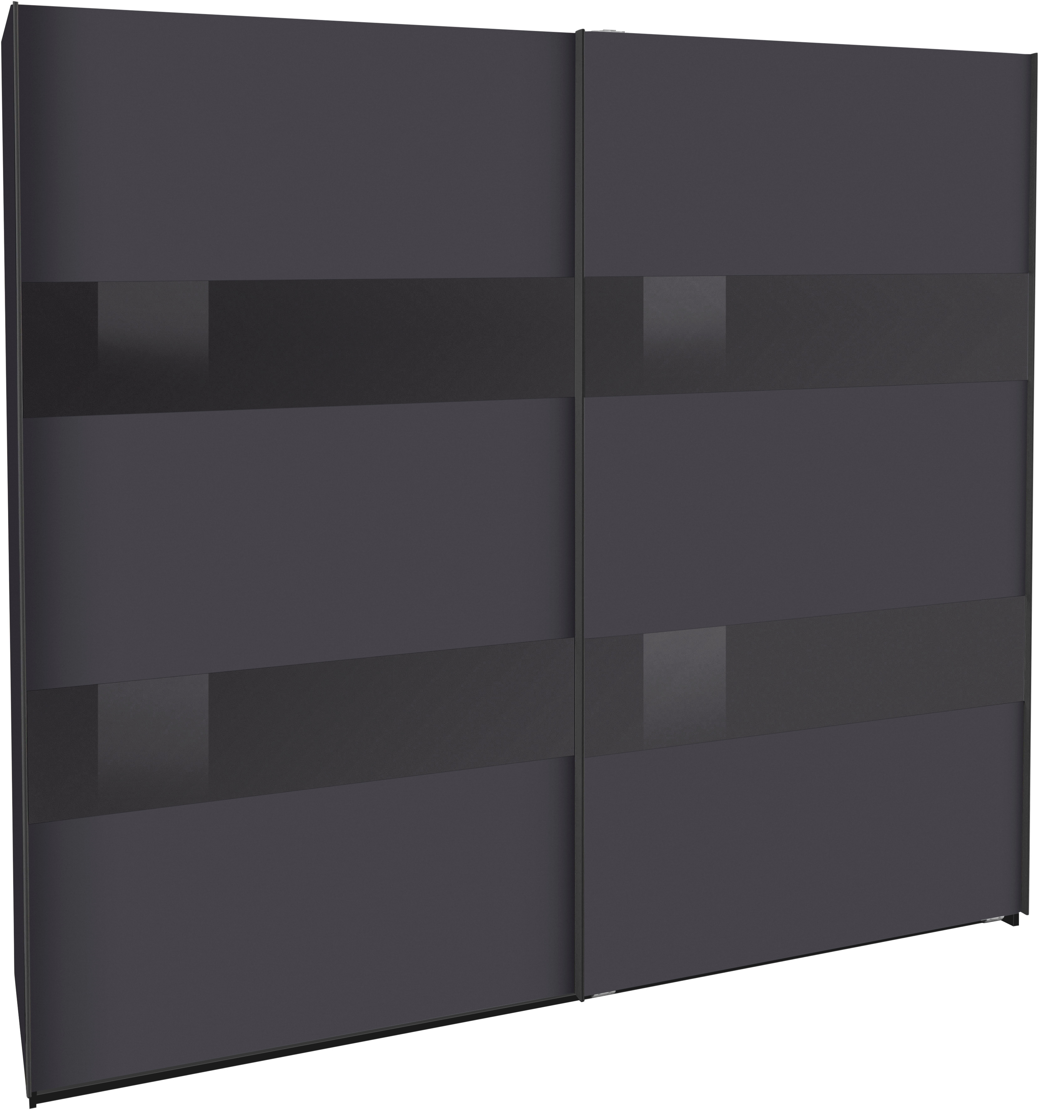 Schwebetürenschrank WIMEX "Altona", grau (graphit, grauglas), B:225cm H:208cm T:65cm, Spanplatte, Schränke, mit Glaselementen und zusätzlichen Einlegeböden Image