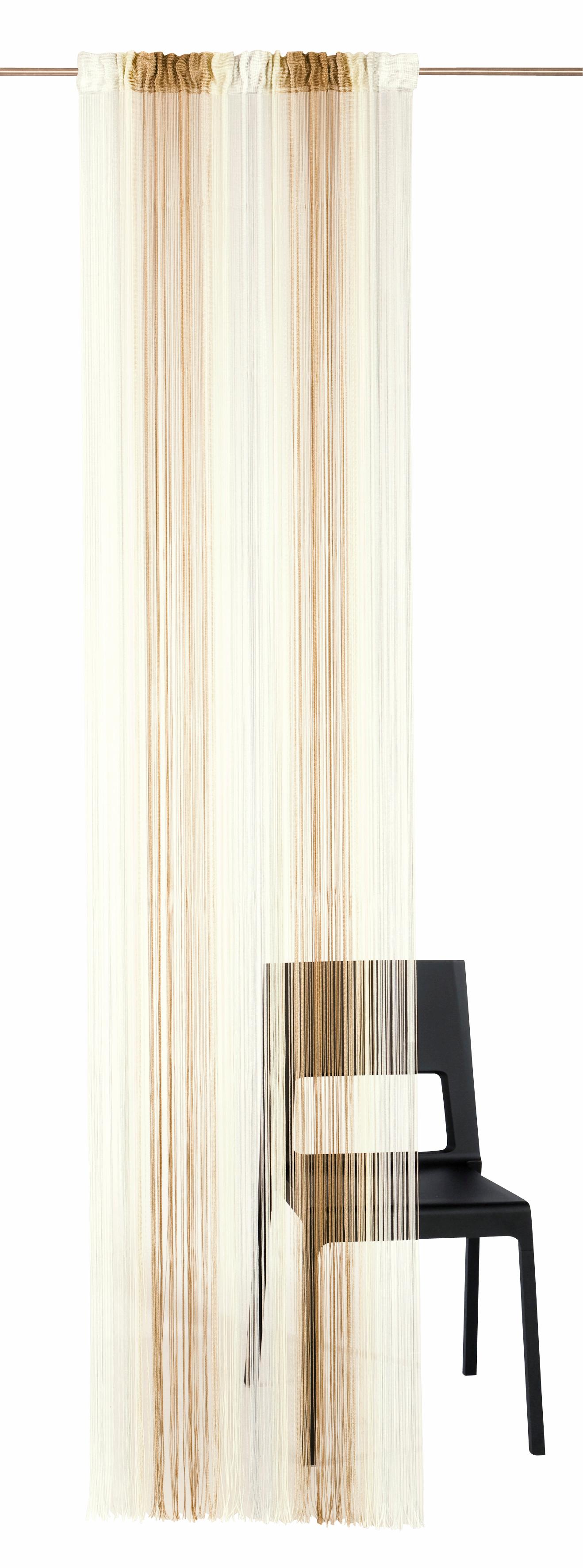 Fadenvorhang WECKBRODT "Rebecca" Gr. 3, beige (champagner, karamell), B:98cm H:245cm, Polyester, Gardinen, Fadengardine, Insektenschutz, transparent, kürzbar, Store