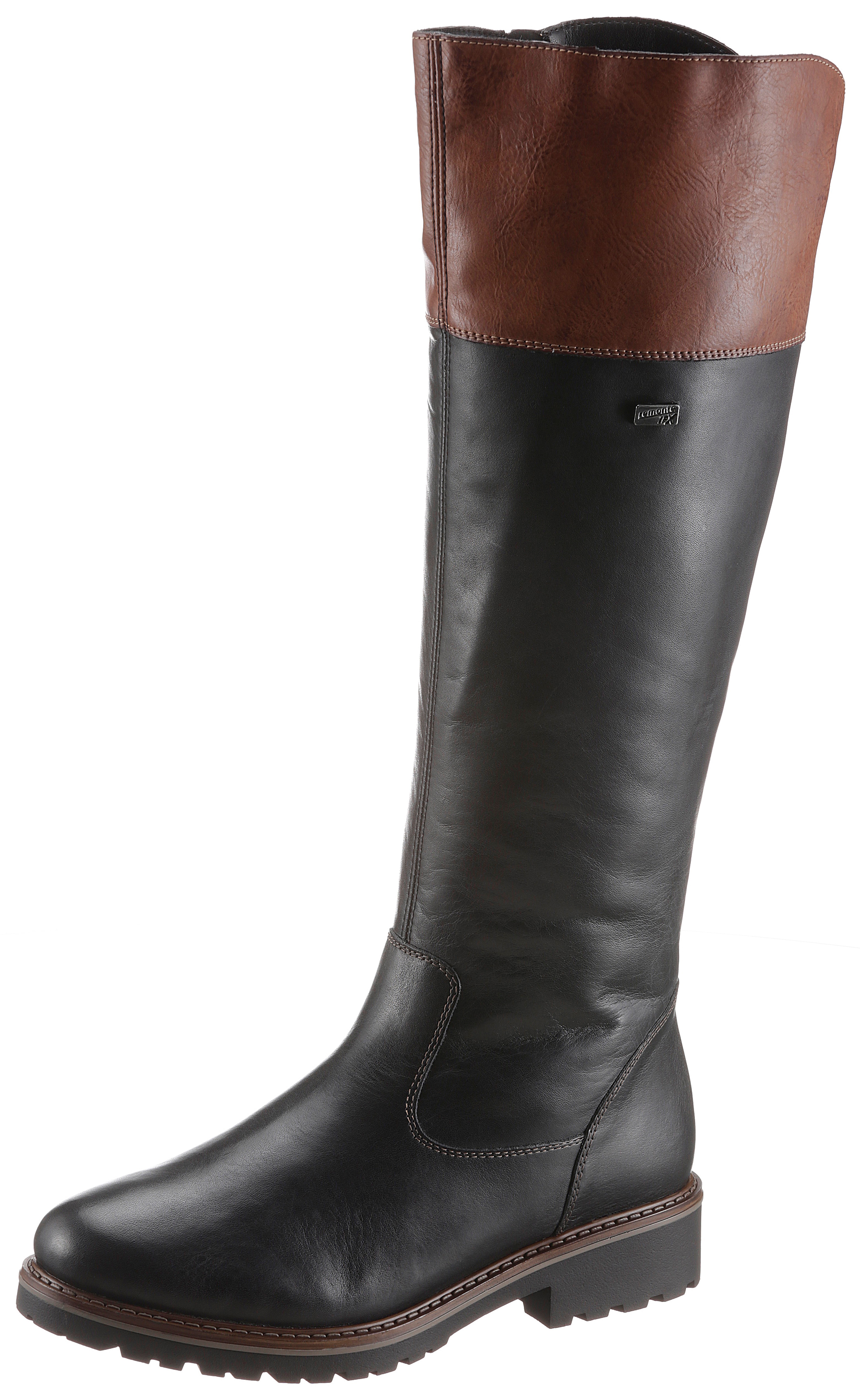 Stiefel REMONTE, Damen, Gr. 40, Normalschaft, braun (schwarz, braun), Leder, Lederimitat, Schuhe Stiefel, mit Tex-Ausstattung