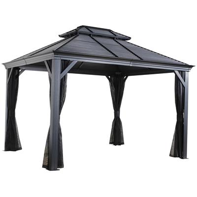 Pavillon SOJAG "Mykonos 10x14", grau (basaltgrau), B/H/T: 425cm x 291cm x 299cm, Pavillons, BxT: 425x299 cm