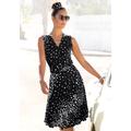 Jerseykleid VIVANCE, Damen, Gr. 36, N-Gr, schwarz-weiß (schwarz, weiß, bedruckt), Jersey, Obermaterial: 100% Viskose, gepunktet, modisch, figurumspielend kniefrei, V-Ausschnitt, ohne Ärmel, Kleider, mit Punktedruck und V-Ausschnitt, elegantes...