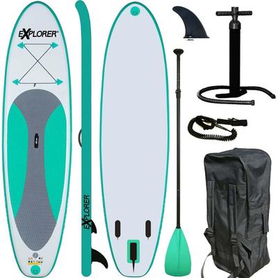 SUP-Board EXPLORER "Explorer SUP 300" Wassersportboards Gr. 300x76x15 300cm, blau (türkis/weiß)