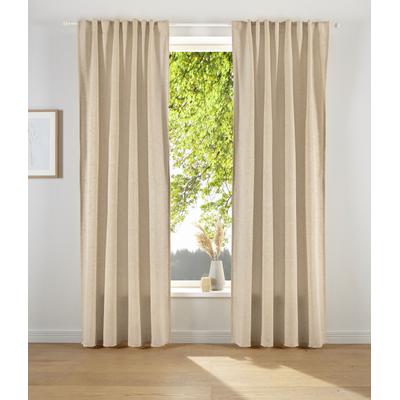 Vorhang "LESKA" Gr. 2, beige (sand), B:132cm H:175cm, Jacquard, Polyacryl, Polyester, LEGER HOME BY LENA GERCKE, Gardinen, blickdicht, glatt, gewebt, monochrom, verschiedene Größen Image
