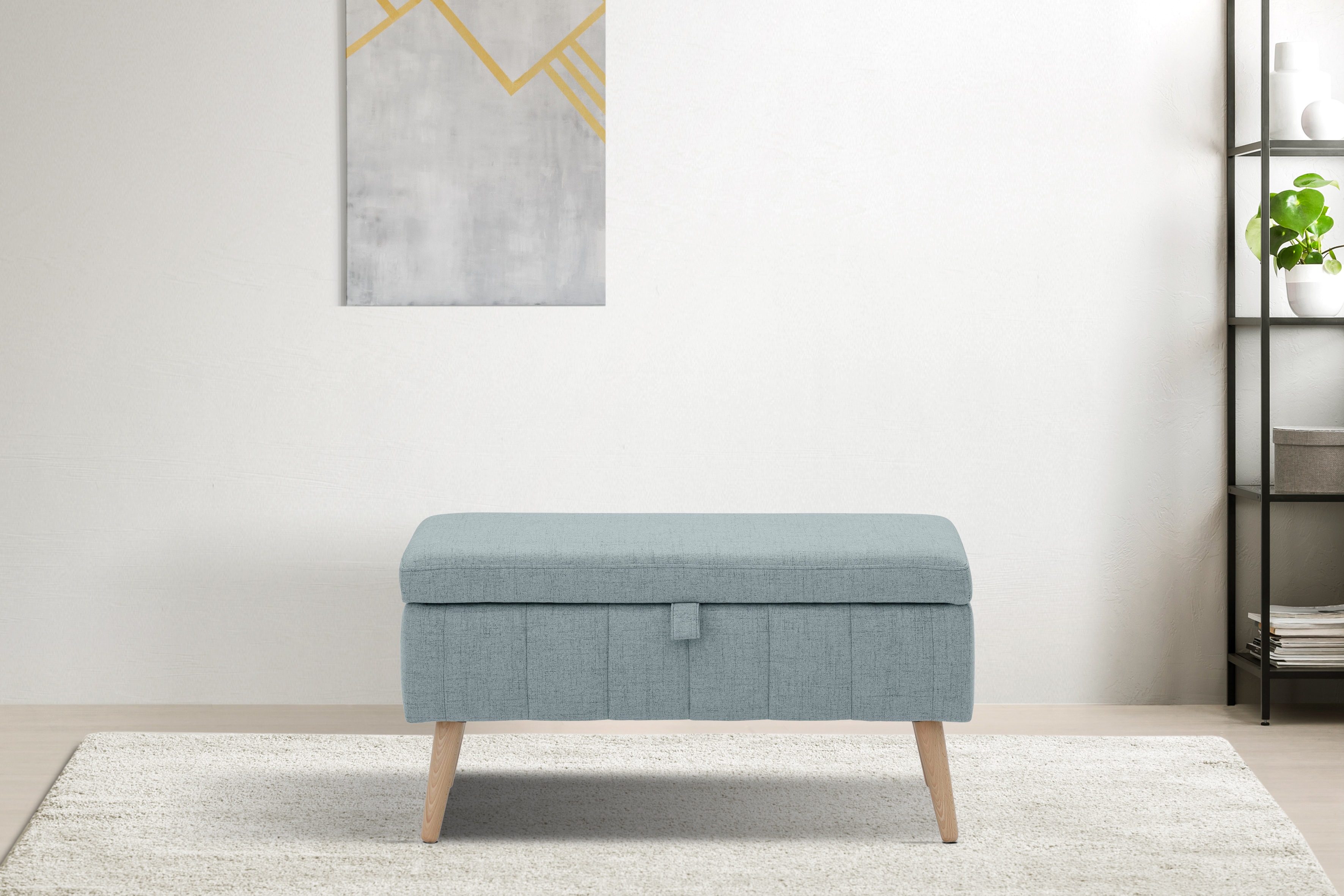 Truhenbank INOSIGN "AMIRA Sitzbank mit Stauraum, Maße B/T/H: 81/36/43 cm", grün (mint), B:81cm H:43cm T:36cm, Struktur fein (100% Polyester);Samtvelours (100% Polyester);Luxus-Microfaser weich (100% Polyester), Sitzbänke, mit Staufach, in 3...