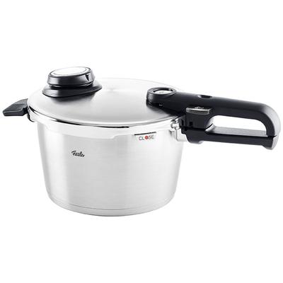 Schnellkochtopf FISSLER "vitavit premium Edelstahl Schnellkochtopf 4,5 L, Ø 22 cm", silber (silberfarben, ø 22 cm), Ø:22cm, Töpfe, Verriegelungsanzeige, Einstellbares Abdampfen, Einstellbare Kochstufen