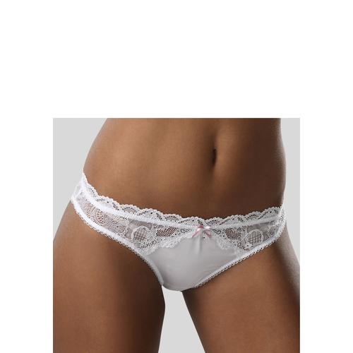 Rioslip LASCANA Gr. 32/34, weiß Damen Unterhosen Hochzeitsdessous Hochzeitswäsche Reizwäsche Slip Spitzenwäsche String Tanga Klassische Slips