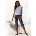 Capri-Pyjama VIVANCE DREAMS Gr. 32/34, blau (dunkelblau, geblümt) Damen Homewear-Sets Pyjamas