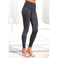 Leggings LASCANA, Damen, Gr. 44/46, N-Gr, grau (anthrazit), Single Jersey, Obermaterial: 95% Baumwolle, 5% Elasthan. Graumeliert (Obermaterial): 51% Baumwolle, 44% Polyester, 5% Elasthan, unifarben, Basic, Basic lang, Hosen, mit breitem Bündchen,...