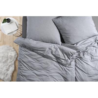 Bettwäsche ESTELLA "TAKOMA", grau, B/L: 155cm x 200cm, , Mako-Interlock-Jersey, B/L: 80cm x 80cm, Mako-Interlock-Jersey, Obermaterial: 100% Baumwolle, Bettwäsche, ABSOLUT BÜGELFREI Image