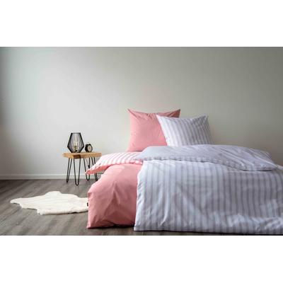 Wendebettwäsche SETEX "Baumwoll Streifen", rot (rostrot), B/L: 200cm x 220cm, 2 St., Renforcé, B/L: 80cm x 80cm & 80cm x 80cm, Renforcu00e9, Obermaterial: 100% Baumwolle, Bettwäsche, in tollen Unifarben und gestreift Image