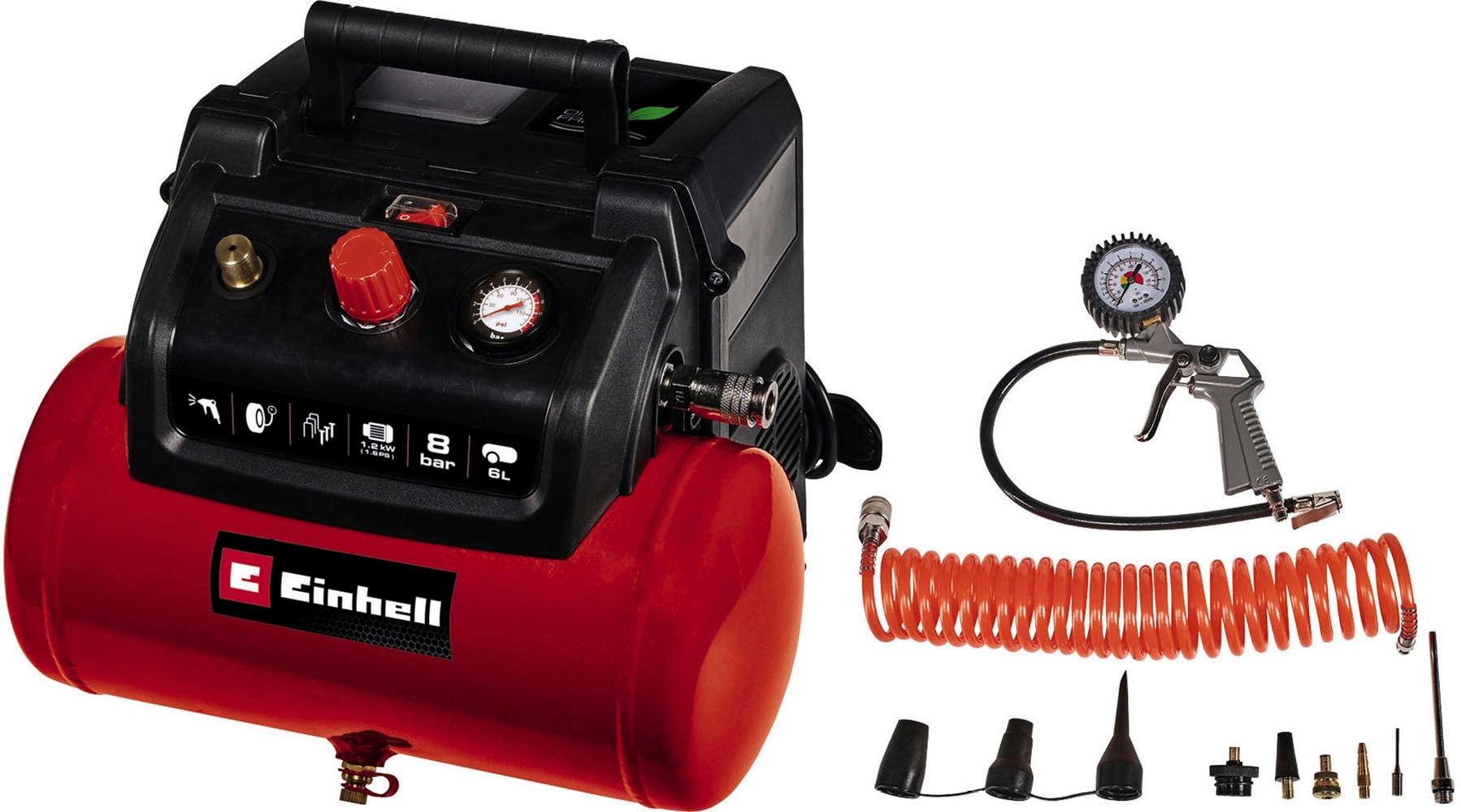 Kompressor EINHELL "TC-AC 190/6/8 OF", rot (baumarkt), B:32,1cm H:32,1cm L:38,3cm, Kompressoren Image