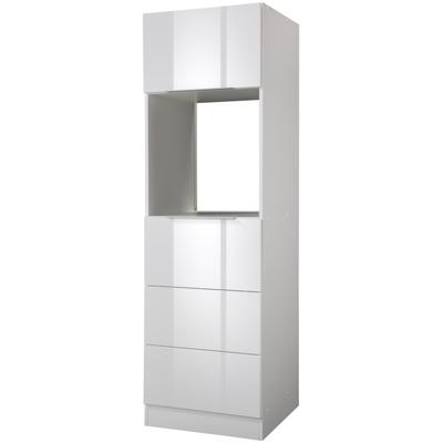 Backofen/Kühlumbauschrank KOCHSTATION "KS-Brindisi", weiß (weiß hochglanz, weiß), B:60cm H:200cm T:60cm, MDF, Holzwerkstoff, Schränke, Backofenumbauschrank, 60 cm breit, 200 cm hoch Image