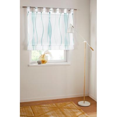 Raffrollo MY HOME "Dimona" Gr. 5, weiß (weiß, petrol), B:120cm H:140cm, Voile, Obermaterial: 100% Polyester, Raffrollos, Transparent, Voile, Polyester Image