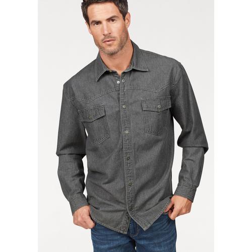 Jeanshemd ARIZONA Gr. 49/50 (4XL), N-Gr, grau Herren Hemden Langarm Western Stil