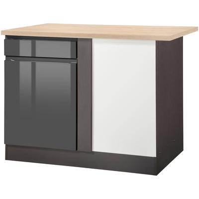 Eckunterschrank KOCHSTATION "KS-Virginia", grau (grau hochglanz), B:110cm H:85cm T:60cm, MDF, Holzwerkstoff, Schränke, Eckunterschrank, praktischer Stauraum in der Ecke Image