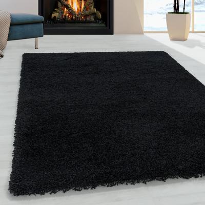 Hochflor-Teppich AYYILDIZ TEPPICHE "SYDNEY 3000", schwarz, B:240cm H:50mm L:340cm, Polypropylen (PP), Teppiche, Shaggy, Langflor, uni, auch in rund, Wohnzimmer Image