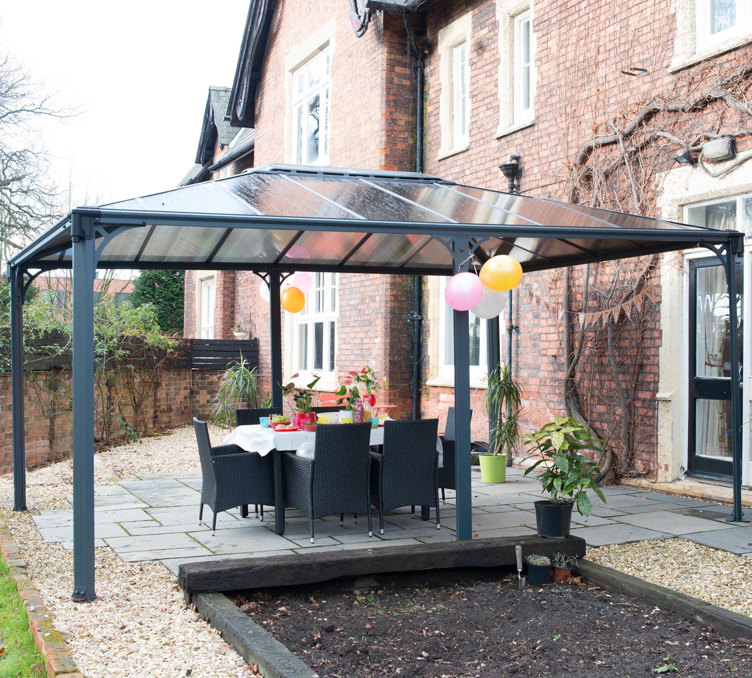 Pavillon PALRAM - CANOPIA "Martinique 5000", grau, B/H/T: 359cm x 285cm x 492cm, Pavillons, BxT: 359x492 cm