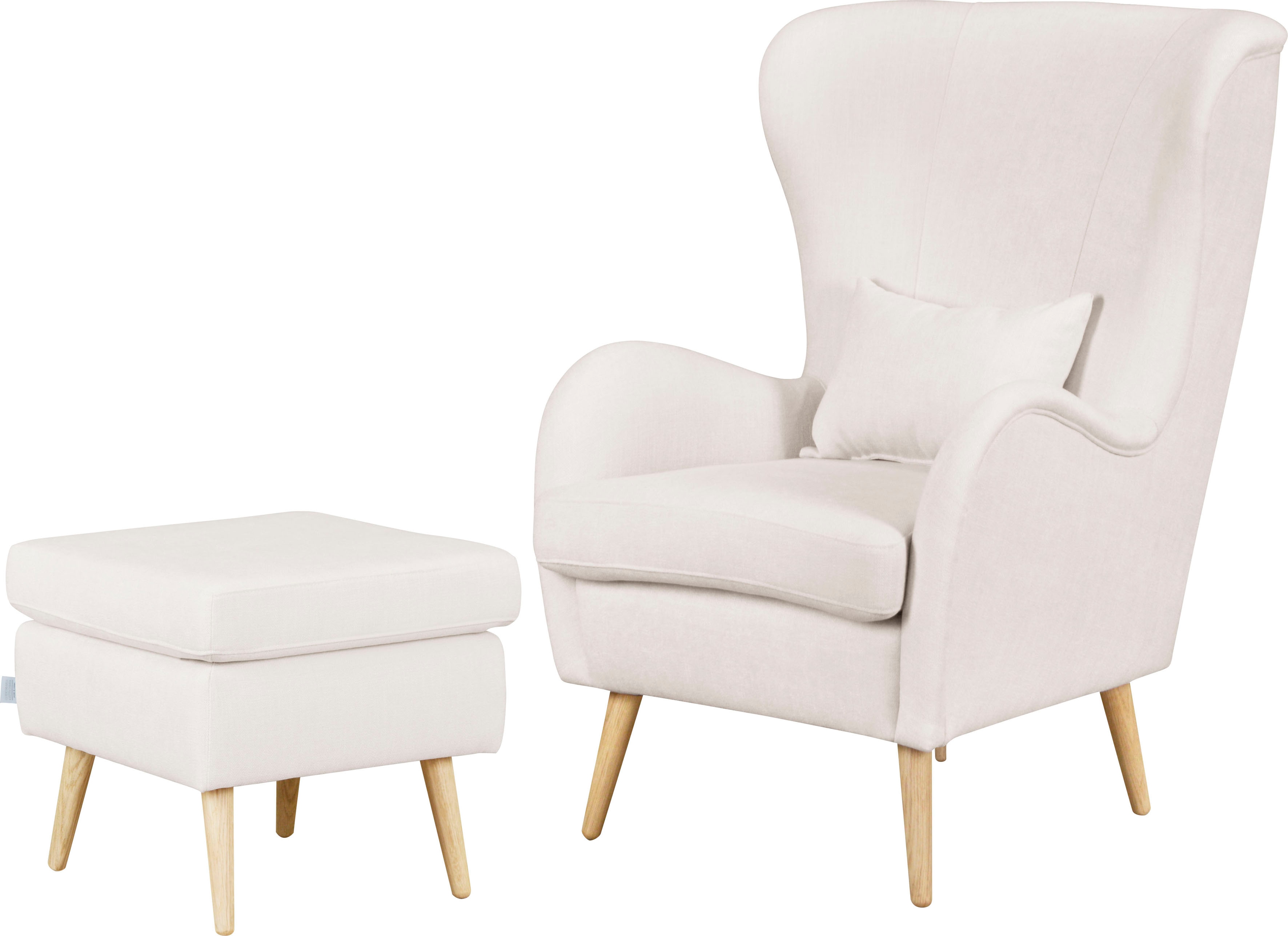 Sessel HOME AFFAIRE "Salla auch in Fellimitat und Feincord, viele Bezugsarten, Ohrensessel", beige (natur), H:118cm T:94cm, Struktur (100% Polyester), Sessel, Ohrensessel ohne Hocker Ohrensessel Ohrensessel mit Hocker, wahlweise mit oder ohne...