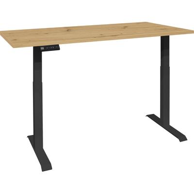 Schreibtisch MÄUSBACHER "Big System Office", schwarz (schwarz matt, asteiche, schwarz matt, asteiche), B:140cm, Tische, Breite 140 cm, elektrisch höhenverstellbar