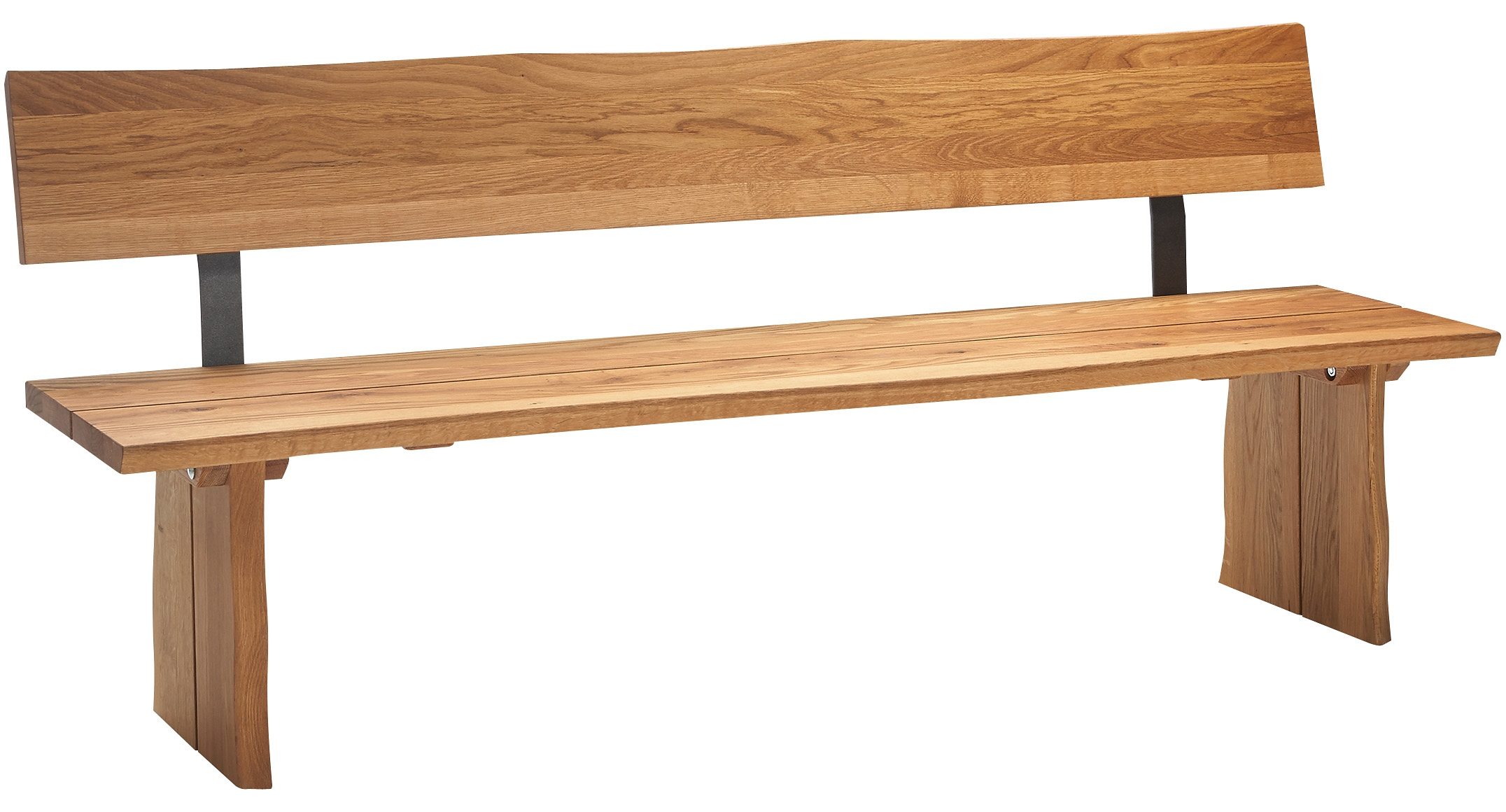 Sitzbank MASSIVLINE & MORE "Oviedo", braun (braun, wildeiche), B:180cm T:51cm, Massivholz, Sitzbänke, Gestell massiv mit Baumkante