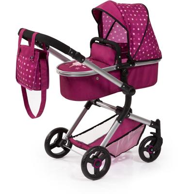 Kombi-Puppenwagen BAYER "Vario, Bordeaux", rot (bordeaux), Puppenwagen, KinderB:42cm H:86cm T:65cm, Kunststoff, Metall, inkl. Wickeltasche, B:42cm H:86cm T:65cm Image