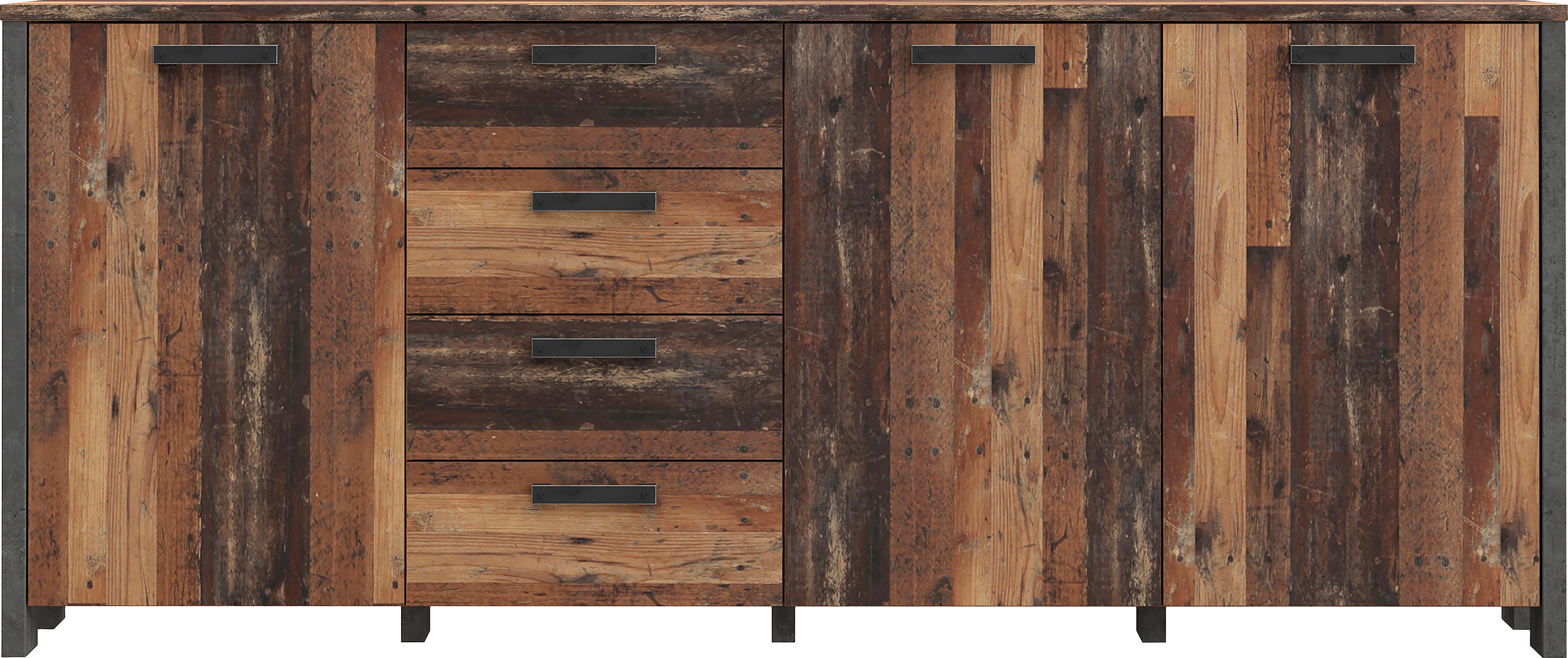 Sideboard FORTE "Clif", grau (old wood vintage, betonoptik dunkel grau), B:206,1cm H:86,3cm T:41,6cm, Spanplatte, Sideboards, Sideboard, Breite ca. 206 cm