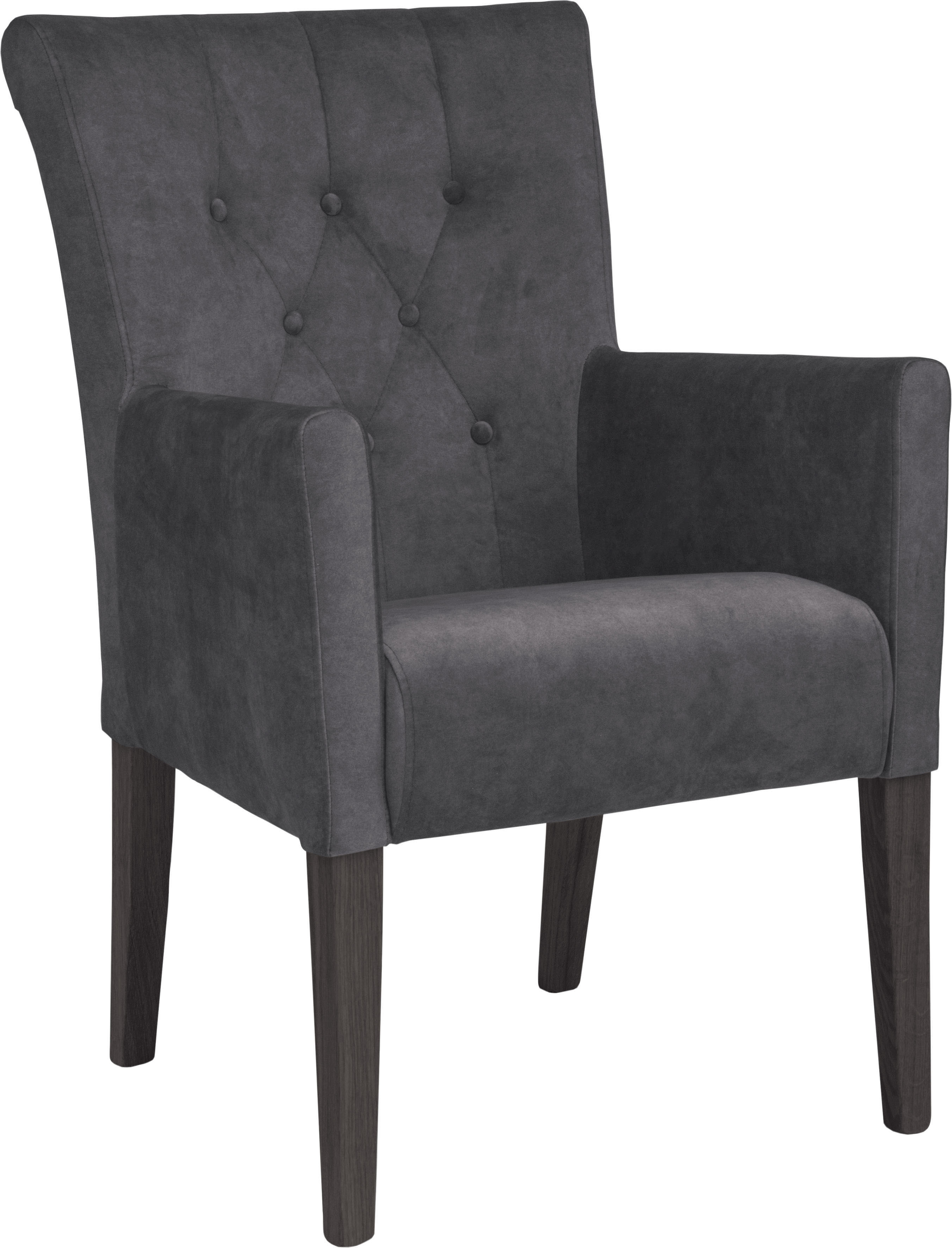 Esszimmerstuhl HOME AFFAIRE "King", grau (graphitgrau, wenge), B:60cm H:92cm T:65cm, Polyester, Stühle, Esszimmerstuhl, Esszimmerstuhl mit Knopfheftung