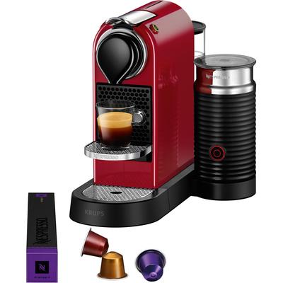 NESPRESSO Kapselmaschine "XN7615 CitiZ & Milk von Krups", rot, B:26,7cm H:34,3cm T:38,8cm, Kaffeemaschinen, inkl. Aerocc