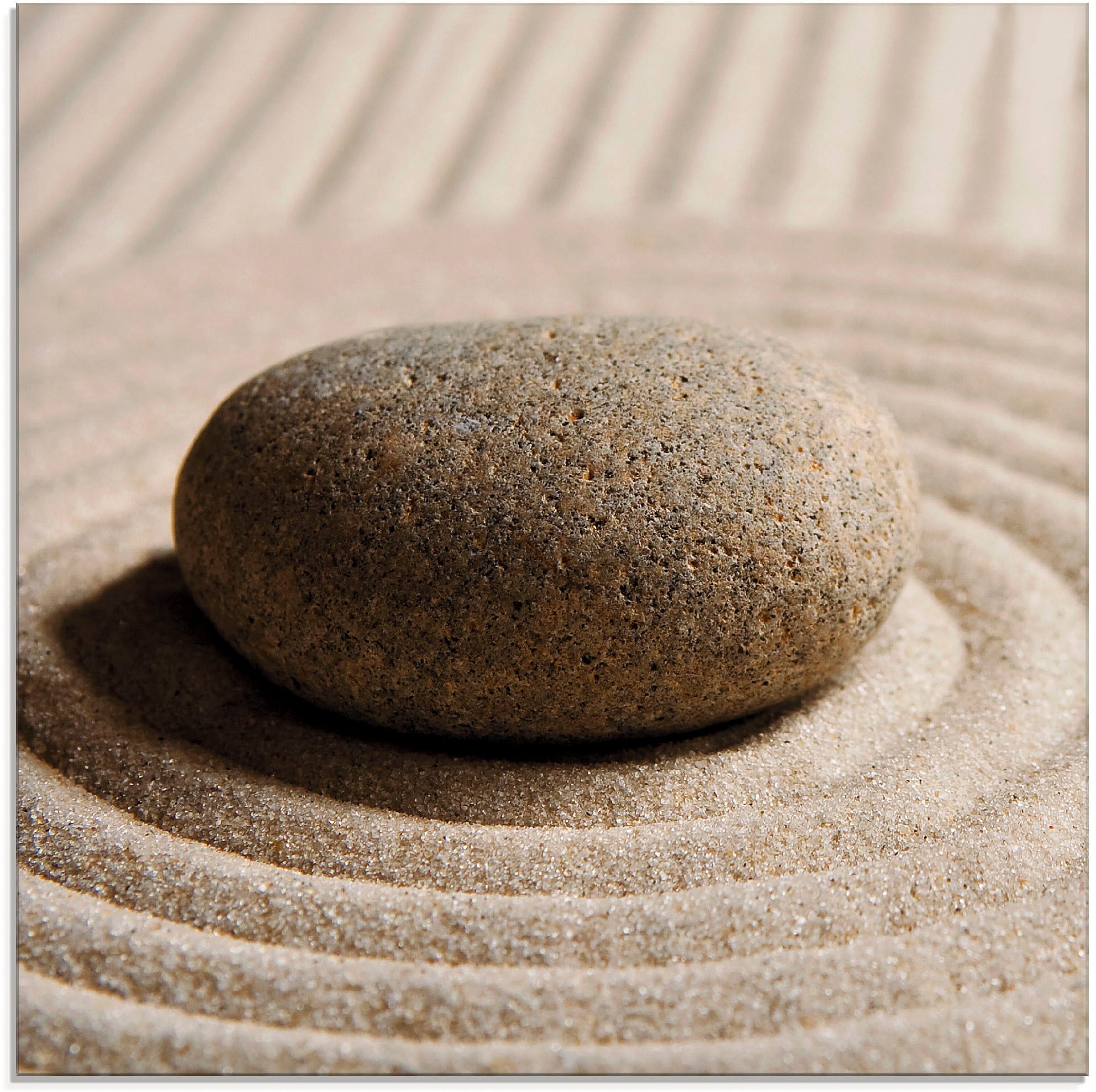 Glasbild ARTLAND "Mini Zen Garten - Sand", beige (farbe bild(er): naturfarben), B:20cm H:20cm, Bilder, in verschiedenen Größen Image