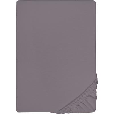 Spannbettlaken BIBERNA "Samy", grau (silbergrau), B:180-200cm L:200-220cm, Jersey-Elasthan, Obermaterial: 95% Baumwolle, 5% Elasthan, Laken, hochwertiges Jersey-Elasthan für Topper geeignet Image