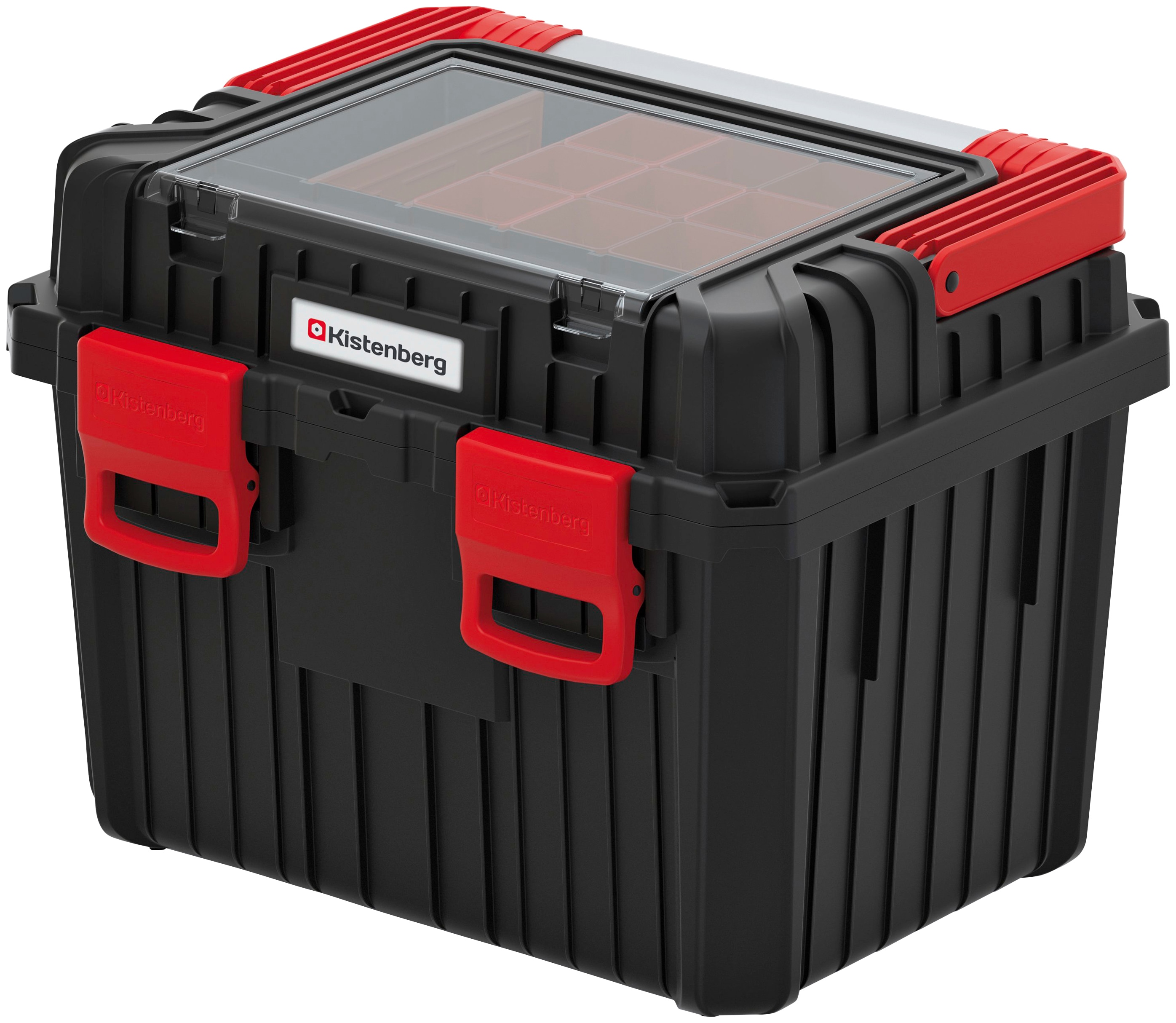 Werkzeugbox PROSPERPLAST "HEAVY", schwarz (schwarz, rot), B:44,5cm H:33,7cm T:36cm, Kunststoff, Aufbewahrungsboxen, 44,5 x 36 x 33,7 kg