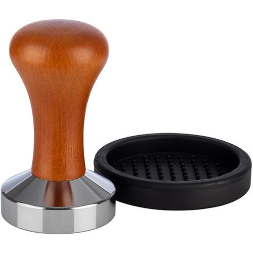 „Tamper BUDDY’S „“Buddy´s Bar – Barista Edition““ Barista-Sets Gr. T: 5,3 cm, braun (braun, silberfarben) Zubehör für Kaffeemaschinen Premium, Kaffee Verdichter, rostfreier Edelstahl, Holzgriff“