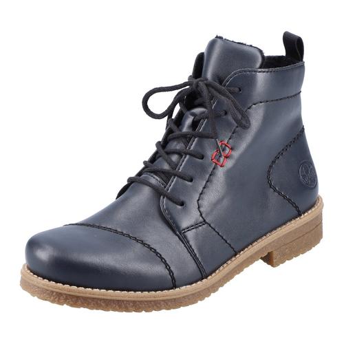 Schnürstiefelette RIEKER Gr. 39, blau (dunkelblau) Damen Schuhe mit honigfarbener Laufsohle