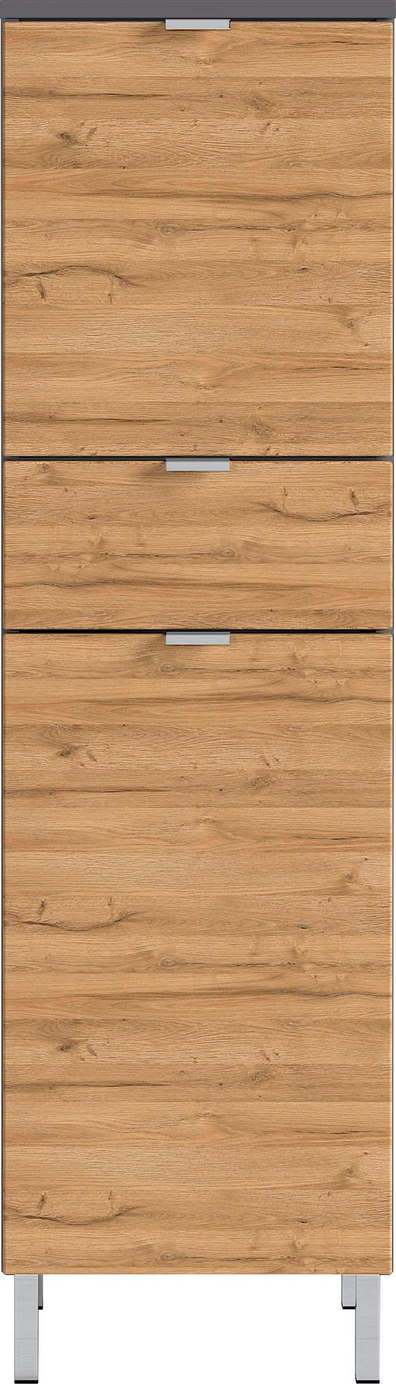 Midischrank GERMANIA "GW-Mauresa", grau (graphit, granson, eiche, nachbildung), B:34cm H:120cm T:34cm, Schränke, Midischrank