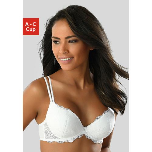 Push-up-BH VIVANCE Gr. 75, Cup B, weiß Damen BHs BH Hochzeitsdessous Hochzeitswäsche Push-up-BH Spitzen-BH Spitzenwäsche Spitzen-BHs mit 2 Tragevarianten, Dessous