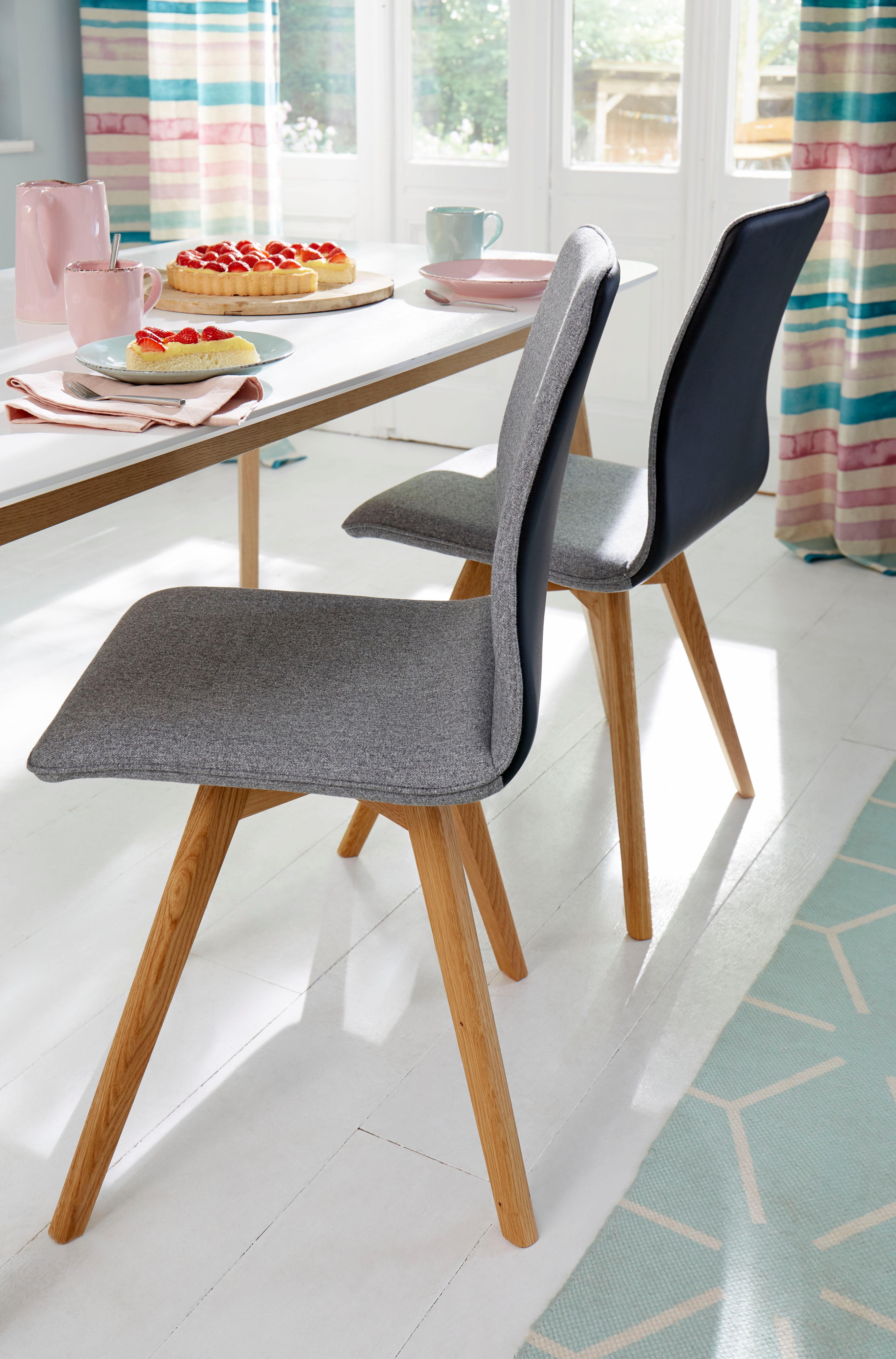 Esszimmerstuhl "Dalea", schwarz (schwarz, grau, eichefarben), B:45cm H:91cm T:55cm, Kunstleder;weicher Webstoff mit feiner Struktur aus 100% Polyester, GUIDO MARIA KRETSCHMER HOME & LIVING, Stühle, im 2er, 4er oder 6er-Set, Küchenstuhl