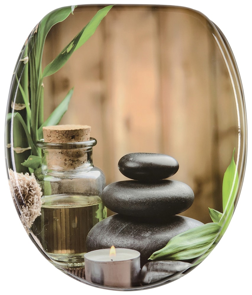 WC-Sitz SANILO "Spa", grün (braun, schwarz, grün), B:37,7cm L:47cm, MDF - Mitteldichte Holzfaserplatte, WC-Sitze, mit Absenkautomatik Image