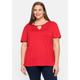 Rundhalsshirt SHEEGO "Große Größen" Gr. 48/50, rot (mohnrot) Damen Shirts Jersey mit Flügelärmeln und Cut-out am Ausschnitt