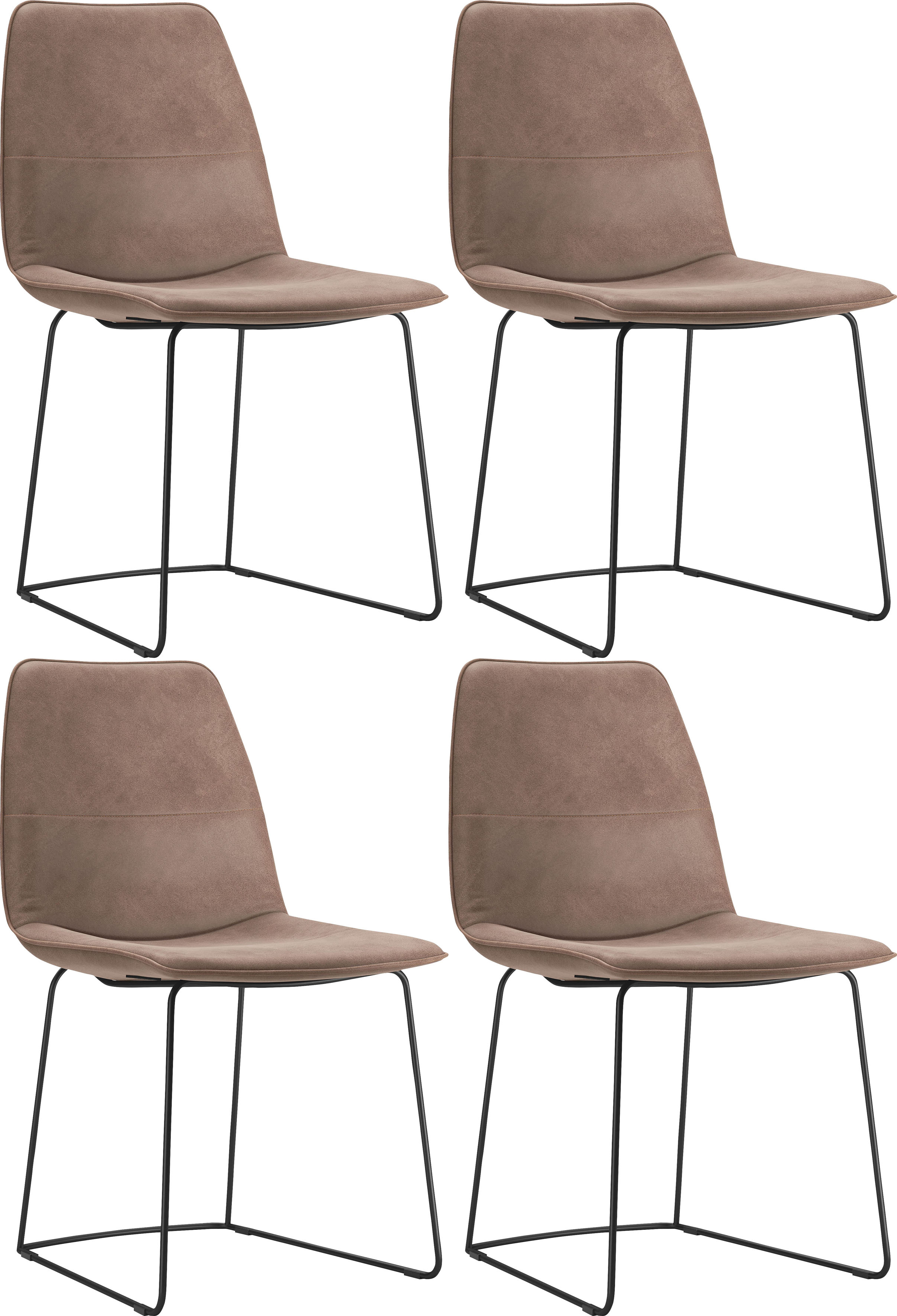 Schalenstuhl FREISTIL ROLF BENZ "117", grau (braungrau 9225, schwarz), B:50cm H:86cm T:59cm, Sperrholz, Stühle, mit schmalem Metallgestell in Schwarz, ohne Armlehne