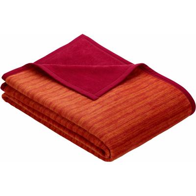Wohndecke IBENA "Fano", rot (rot, orange), B:150cm L:200cm, Baumwolle, Kunstfaser, Wohndecken, mit Streifen versehen, Kuscheldecke Image