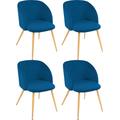 Armlehnstuhl PAROLI "Dali" Stühle Gr. B/H/T: 54 cm x 78 cm x 55 cm, 4 St., Velourstoff fein, Gestell in eichefarben + Metall, blau Armlehnstühle