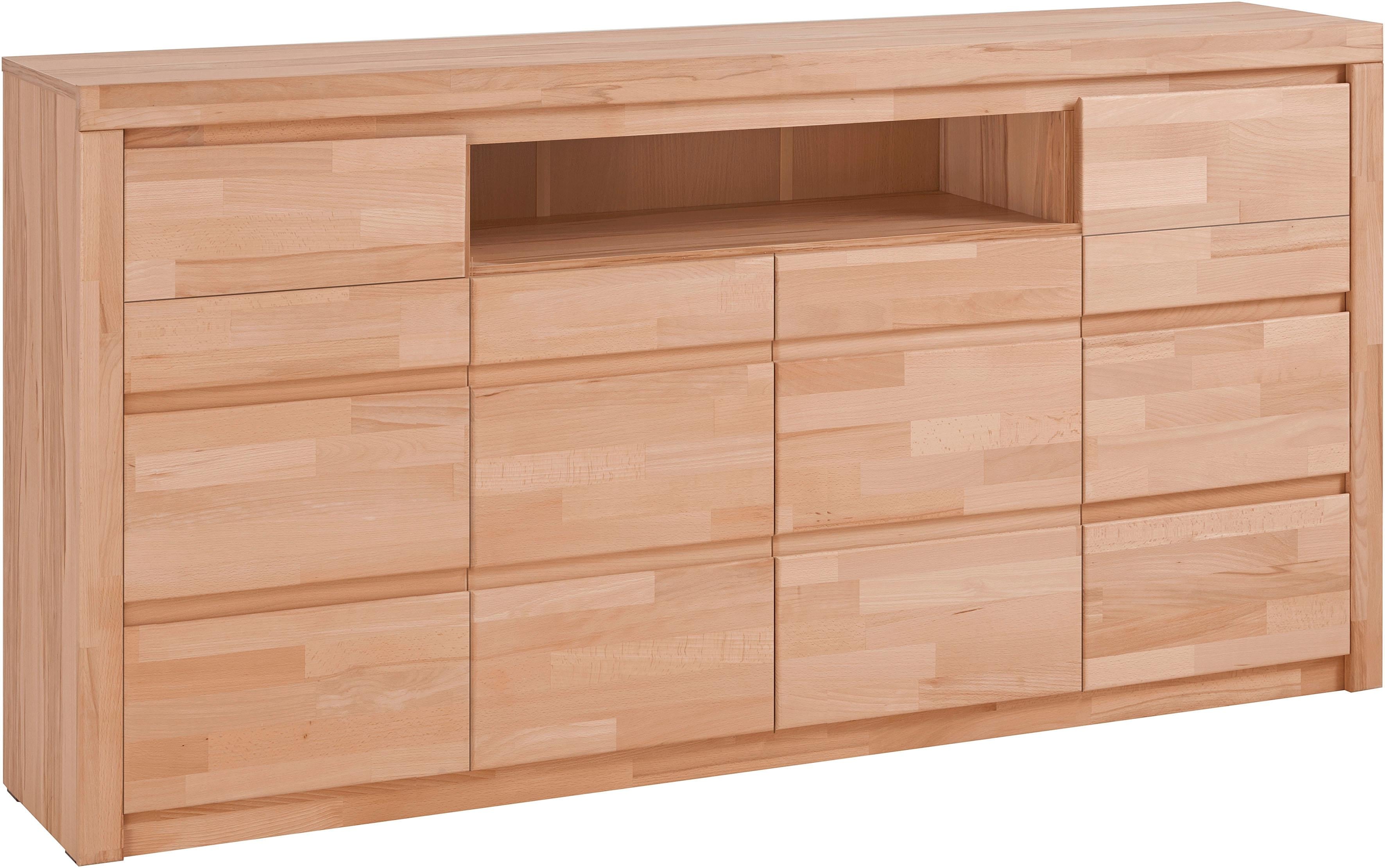 Kommode HOME AFFAIRE "Silkeborg", beige (kernbuche teilmassiv), Holzwerkstoff Kernbuchefarben (Korpus)/ Massivholz Kernbuche (Front), Holz teilmassiv, Sideboards, Breite 170 cm